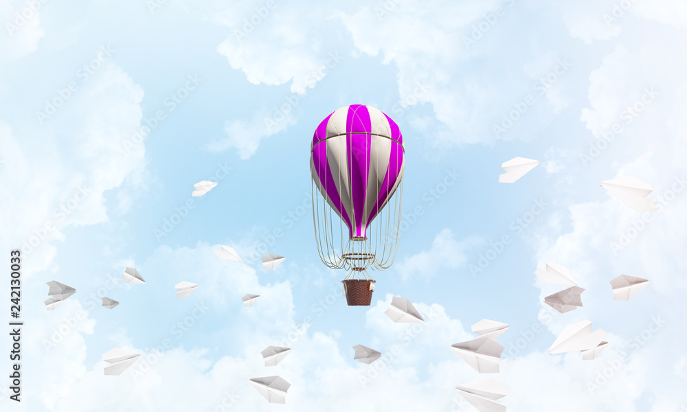 Obraz premium Flying hot air balloon in the air.