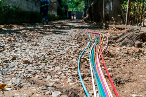 Fibre optic cables on the street