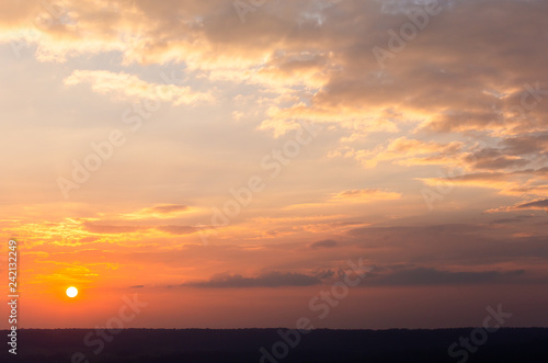 colorful dramatic sky with cloud at sunset.