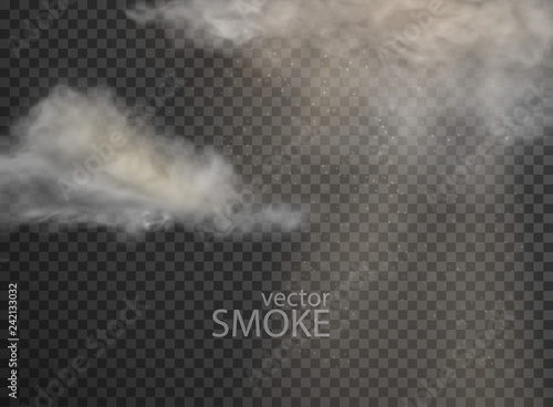 set of vector clouds and smoke on transparent