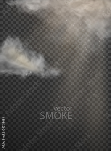 set of vector clouds and smoke on transparent