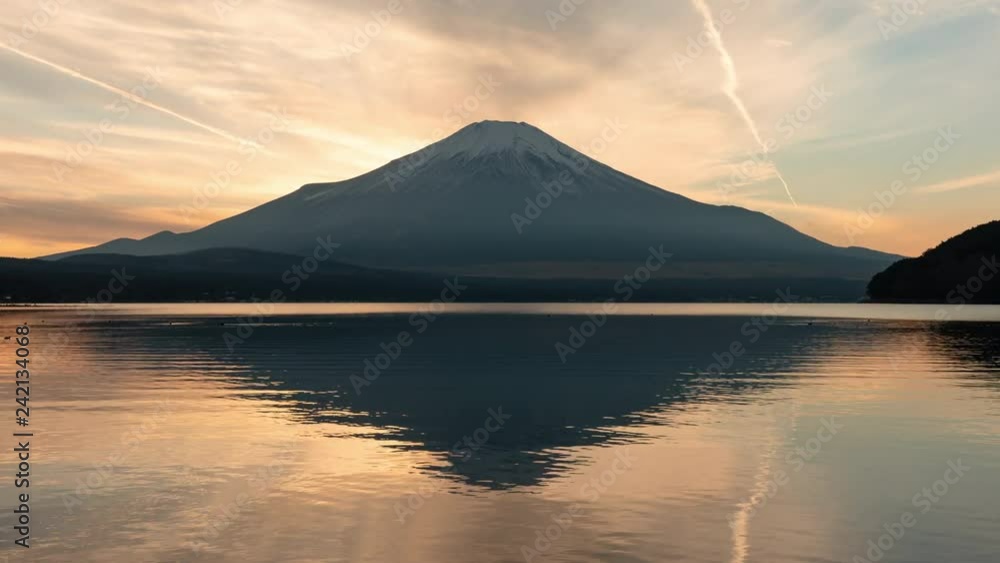Mt. Fuji over Lake Yamanaka at Sunset (time lapse/zoom out) Mt. Fuji over Lake Yamanaka at Sunset (time lapse/zoom out)