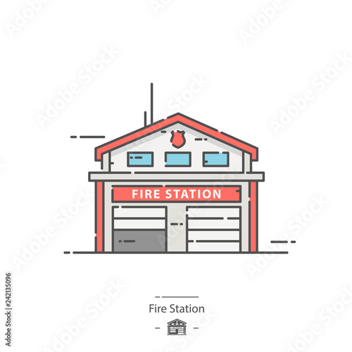 Fire station - Line color icon