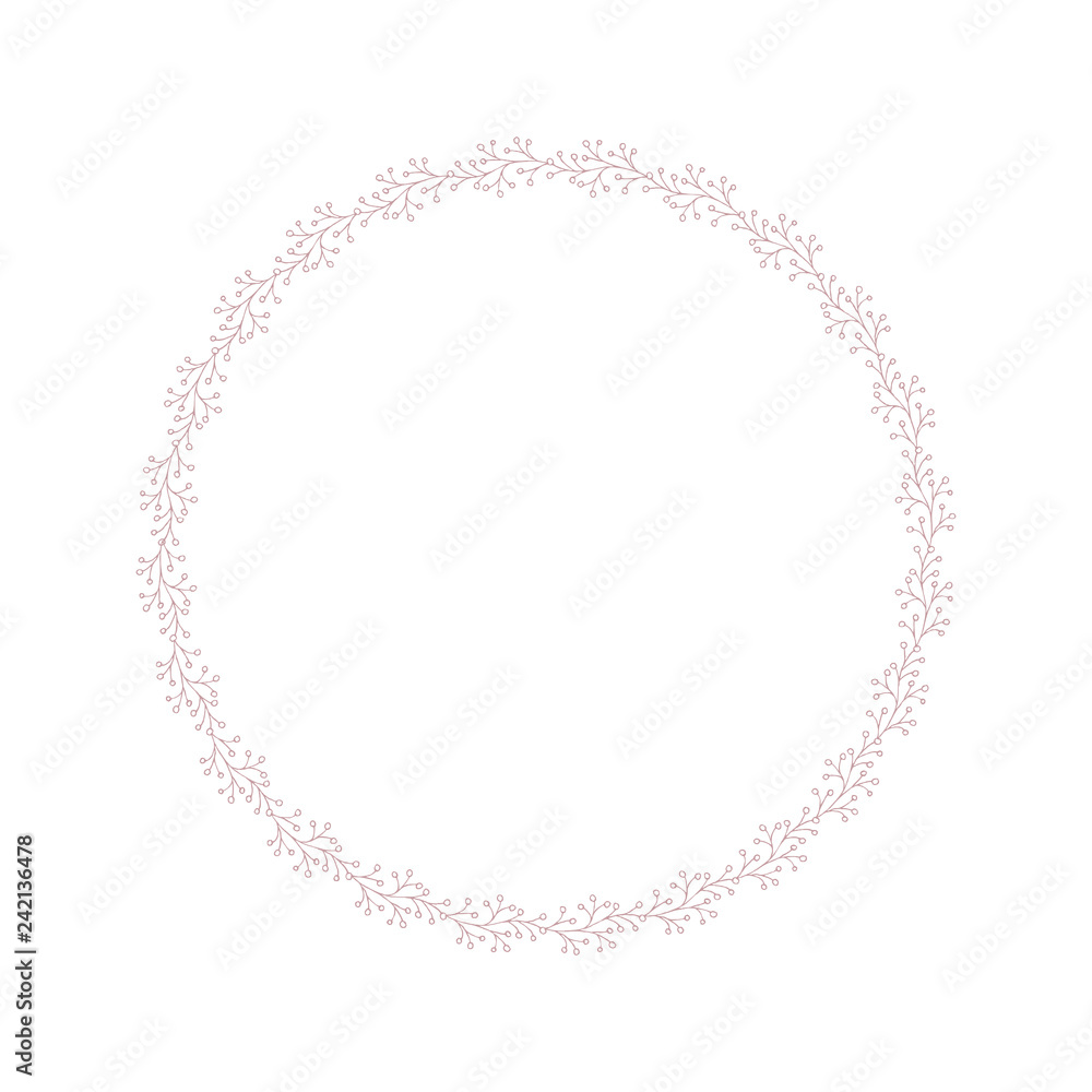 Delicate Hand Drawn Floral Wreath Vector Illustration. Pink Twigs Isolated on a White Background. Lovely Elegant Pastel Color Design. Adorable Branches of Circle Shape. Sweet Romantic Art. Delicate Hand Drawn Floral Wreath Vector Illustration. Pink Twigs Isolated on a White Background. Lovely Elegant Pastel Color Design. Adorable Branches of Circle Shape. Sweet Romantic Art.