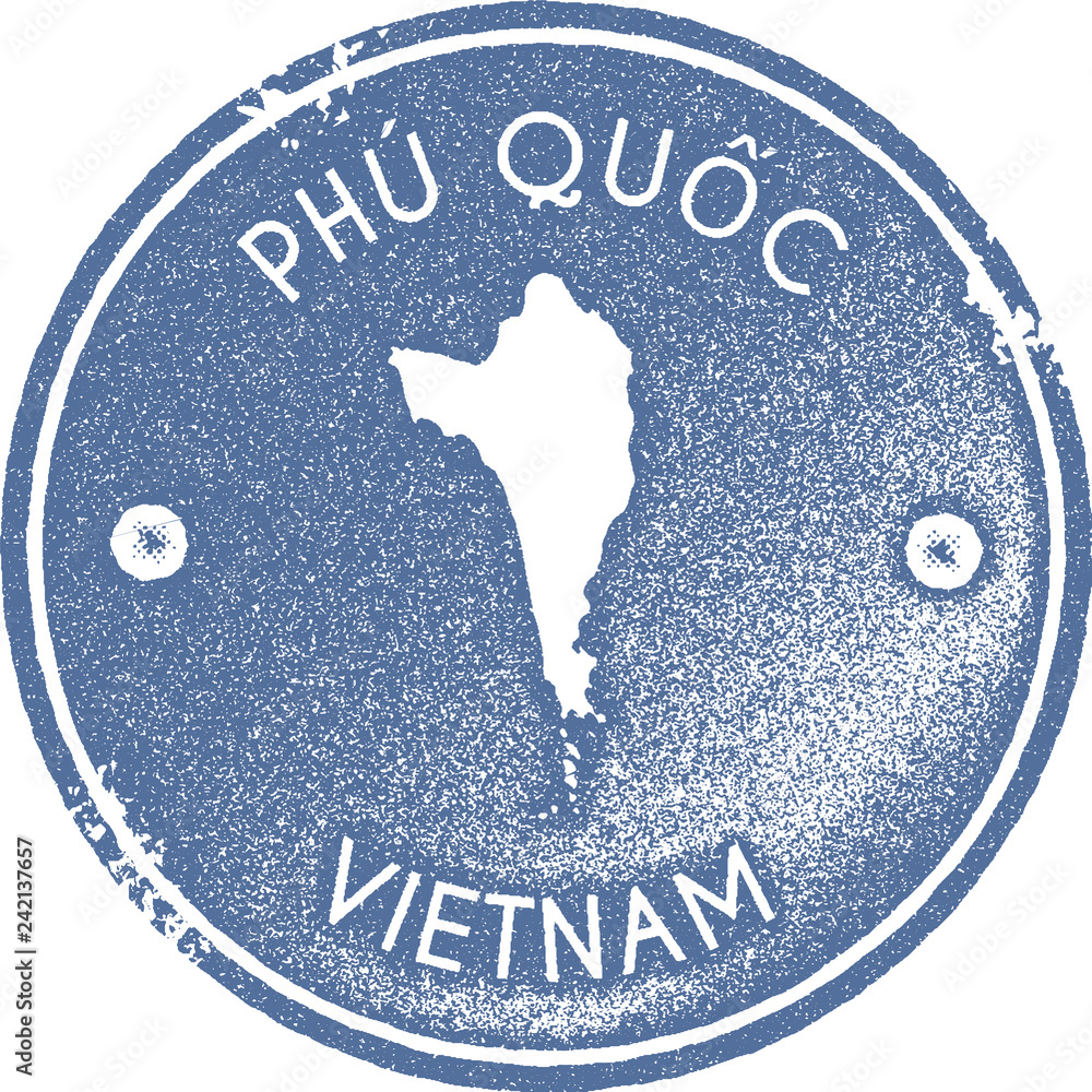 Phu Quoc map vintage stamp. Retro style handmade label, badge or