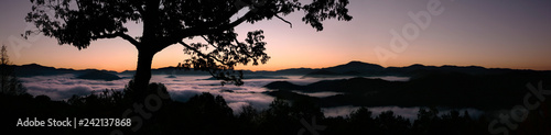 Smoky Mountains of Tennessee and North Carolina at Foggy Sunrise