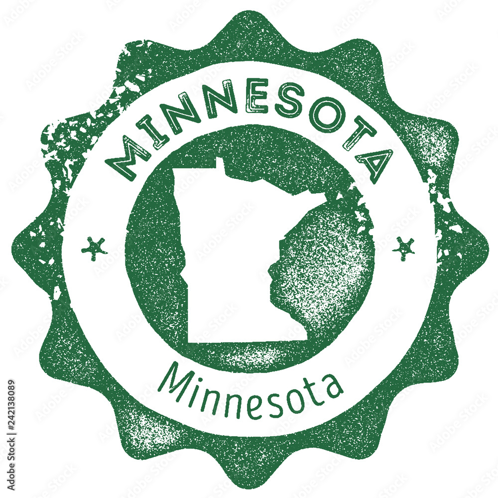 Minnesota map vintage stamp. Retro style handmade label, badge or