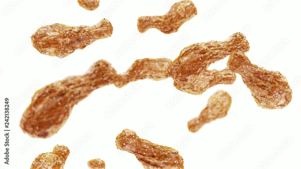 Blank chicken wings falling mock up isolated, looped switch, depth of field, 3d rendering. Motion chiken leg mockup. Slowmo barbecue poultry template. Blank chicken wings falling mock up isolated, looped switch, depth of field, 3d rendering. Motion chiken leg mockup. Slowmo barbecue poultry template.