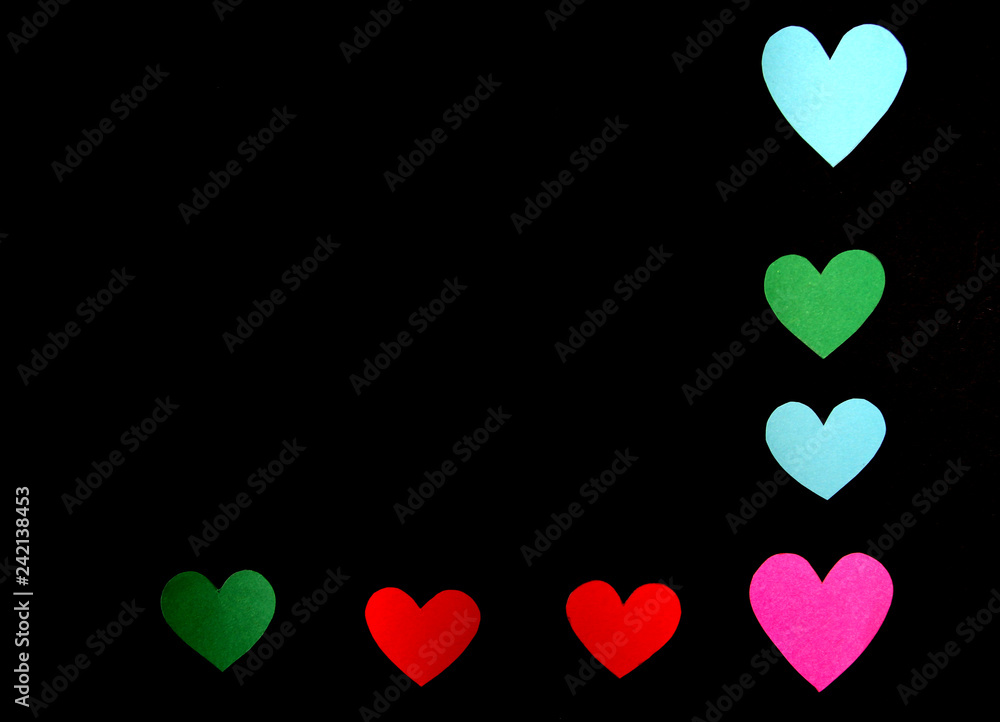 Heart shape on Valentine's Day and black background.