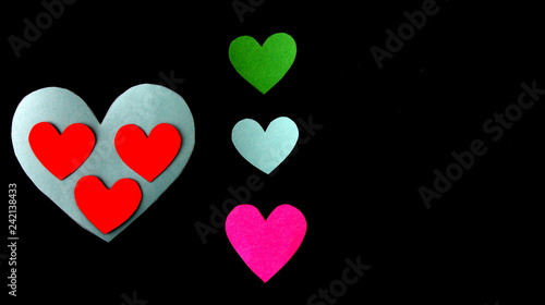 Heart shape on Valentine's Day and black background.