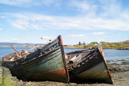 Ship wrecks in Salen on the Isle of Mull  Scotland