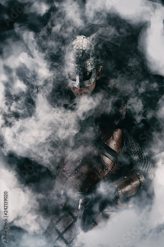 Portrait of a Viking in the mist