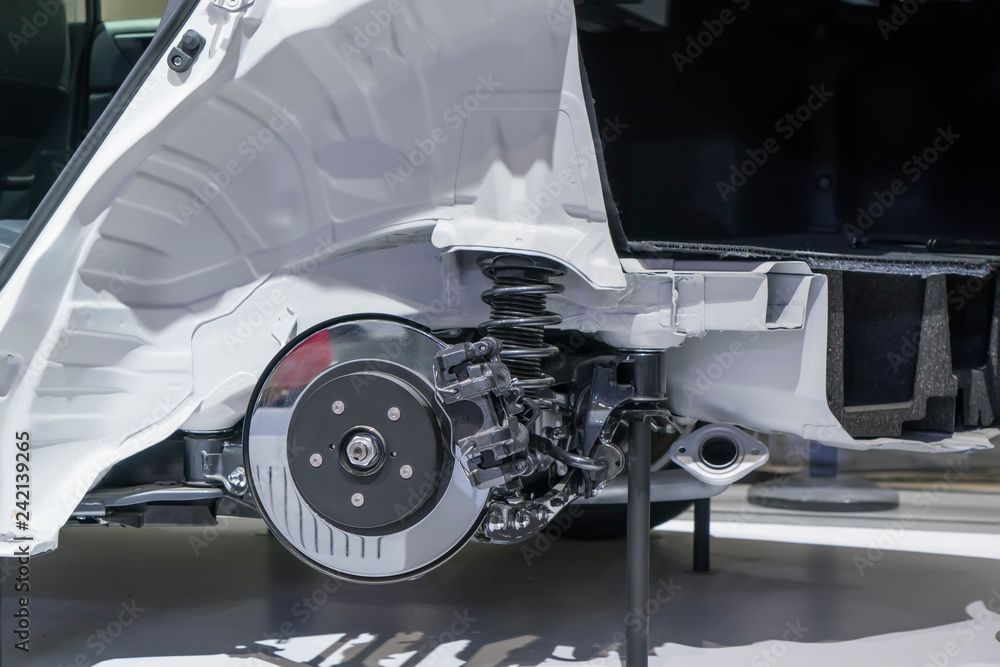 Car disc break detail and suspension Car disc break detail and suspension