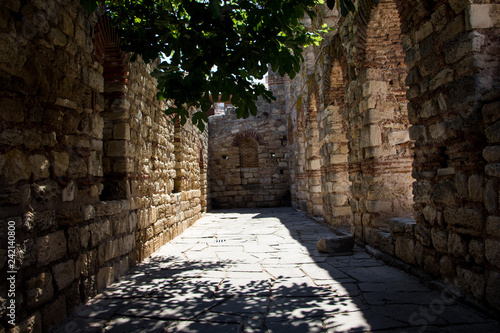 Old church ruin. Ruins of an ancient temple complex in Nessebar. Bulgaria. UNESCO Word Heritage Site.