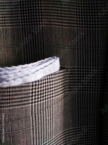 Prince of Wales pattern jacket with pocket square