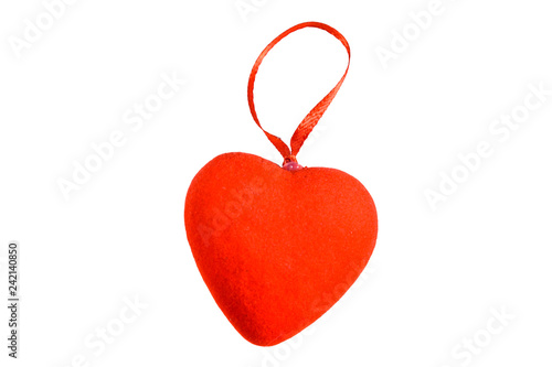 Red heart isolated on the white background