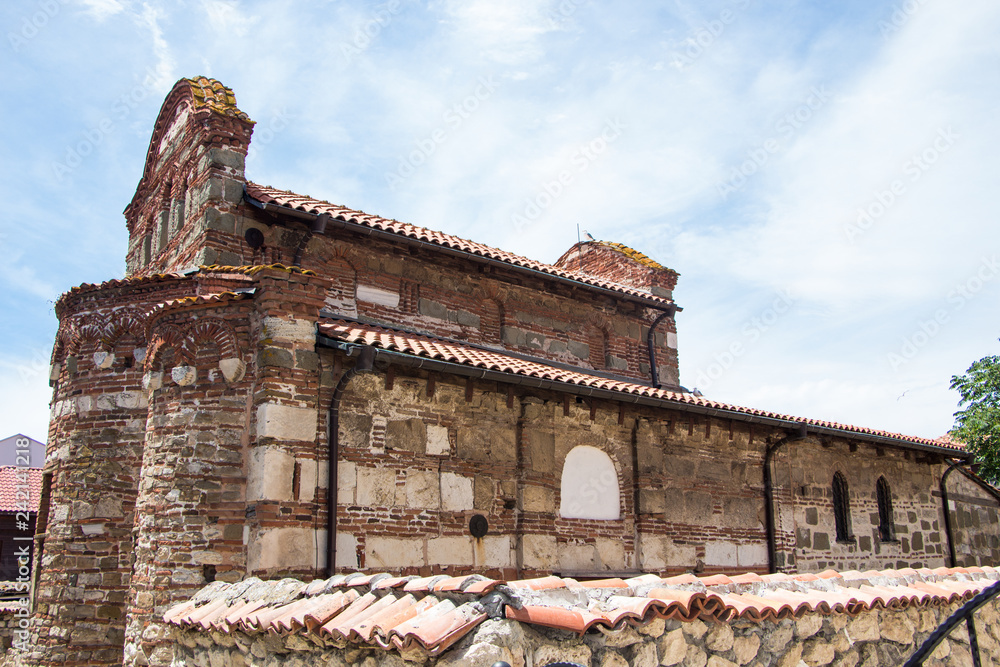 Obraz premium Old church ruin. Ruins of an ancient temple complex in Nessebar. Bulgaria. UNESCO Word Heritage Site.