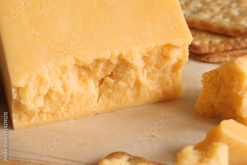 Double Gloucester a traditional creamy semi hard English cheese photo