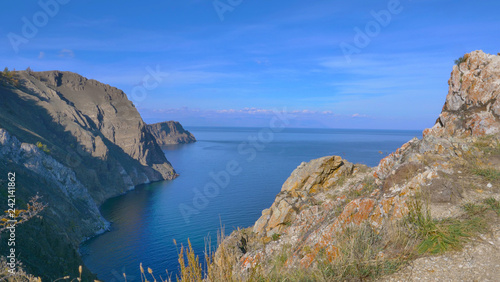 Beautiful view of Lake Baikal Olkhon Island in a sunny day, Irkutsk Russia