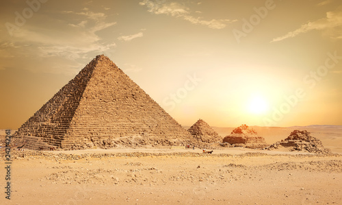 Pyramids in sand desert