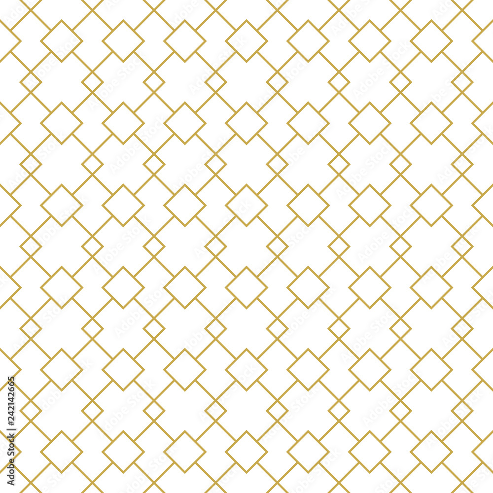 Fototapeta premium Seamless geometric vector pattern with linear squares in gold