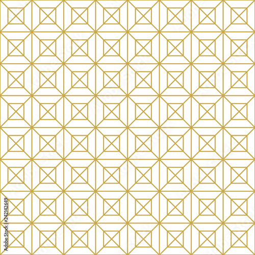Rectangular linear grid. Seamless geometric vector pattern in gold
