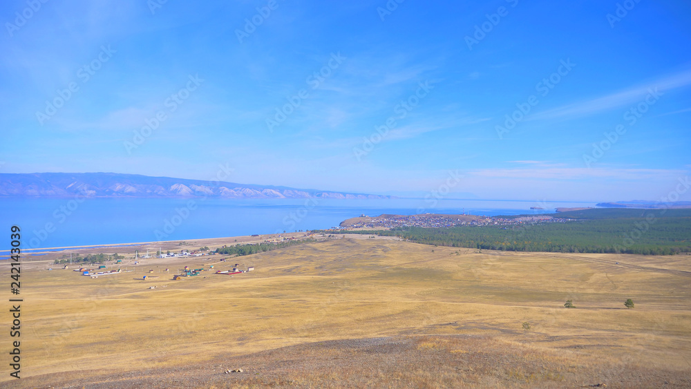 Beautiful view of Lake Baikal Olkhon Island in a sunny day, Irkutsk Russia. Beautiful view of Lake Baikal Olkhon Island in a sunny day, Irkutsk Russia.