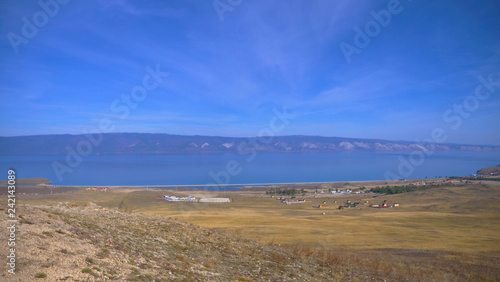 Beautiful view of Lake Baikal Olkhon Island in a sunny day, Irkutsk Russia.