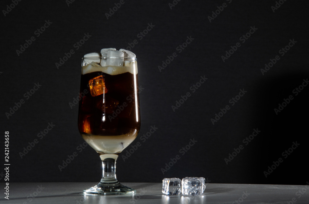 Iced coffee in a glass beaker Iced coffee in a glass beaker