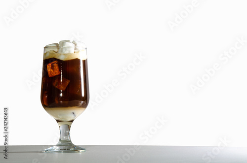Iced coffee in a glass beaker