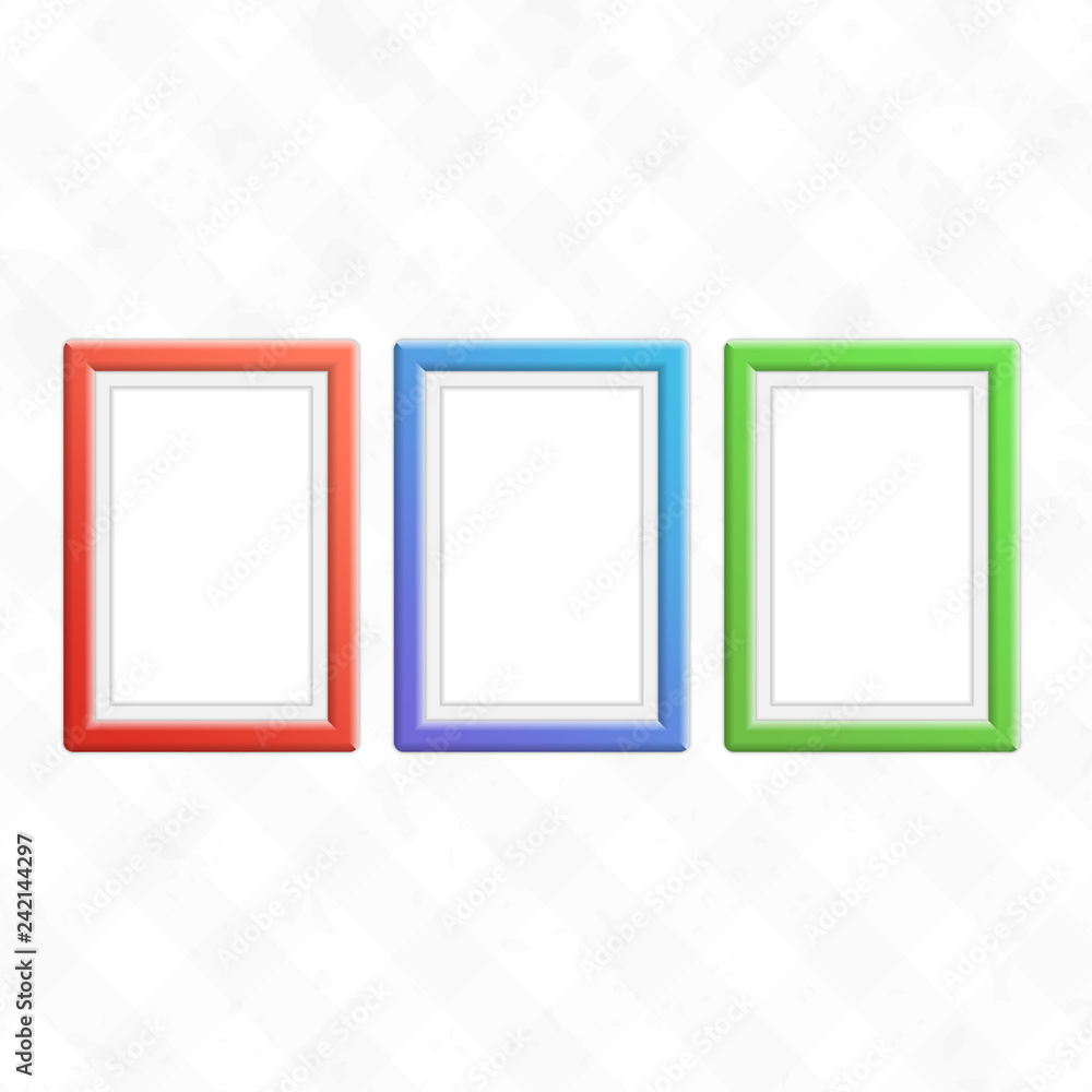 Set of colorful wooden frames.