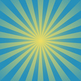 Sunlight background. Turquoise and blue color burst background with yellow highlight. Fantasy Vector illustration.