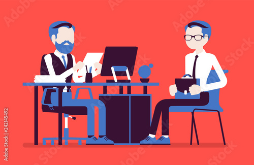 HR interview, screening, talking with job applicant
