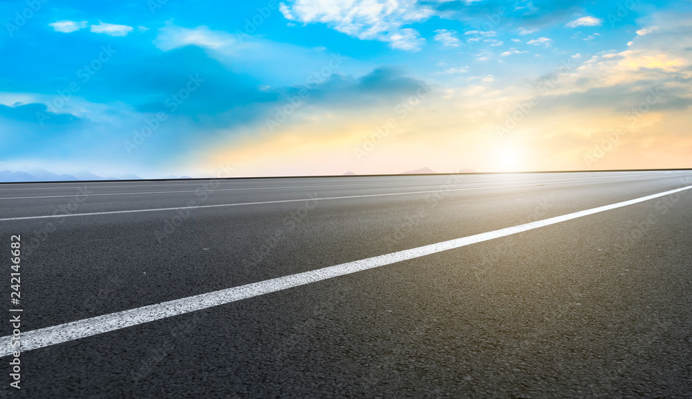 Fototapeta premium Air highway asphalt road and beautiful sky scenery