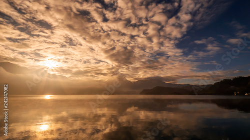 Sunrise over lake at Sun Moon Lake 1 © npstockphoto