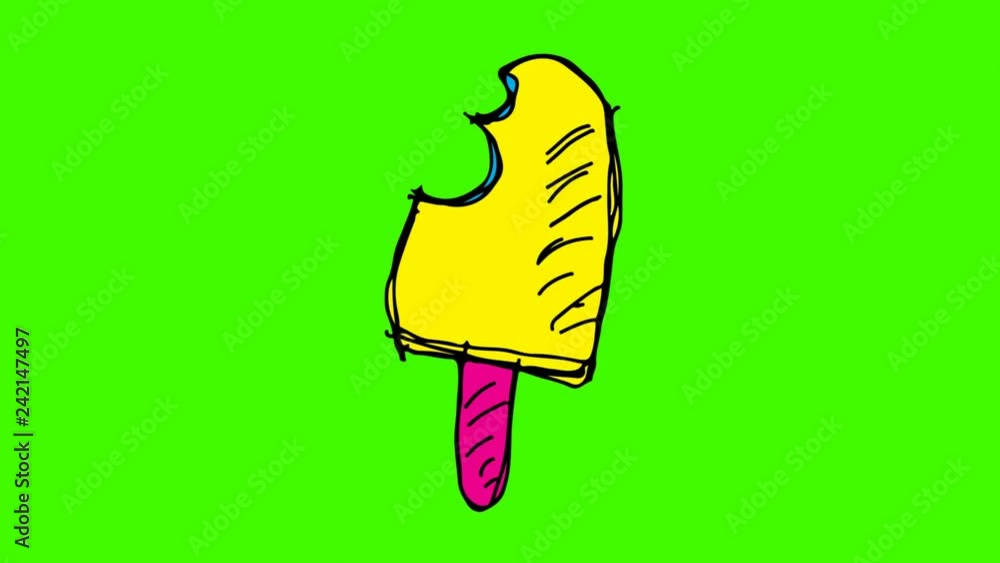 hand drawing green screen with theme of ice cream hand drawing green screen with theme of ice cream