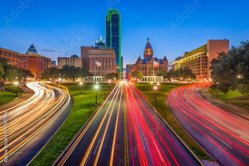 Dallas, Texas, USA skyline over Dealey Plaza photo