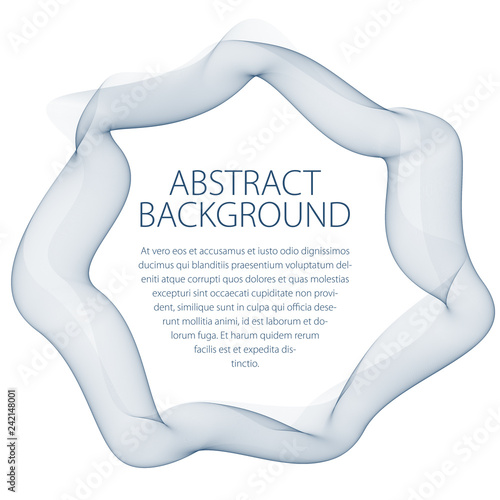 Round frame of flowing smoke. Vector abstract artistic beautiful background with copy space for text. Isolated over white background.