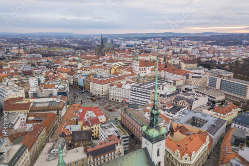 Historical center of Brno in Czech Republic. Aerial view