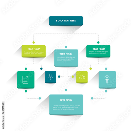 Infographics flowchart. Colored shadows scheme.
