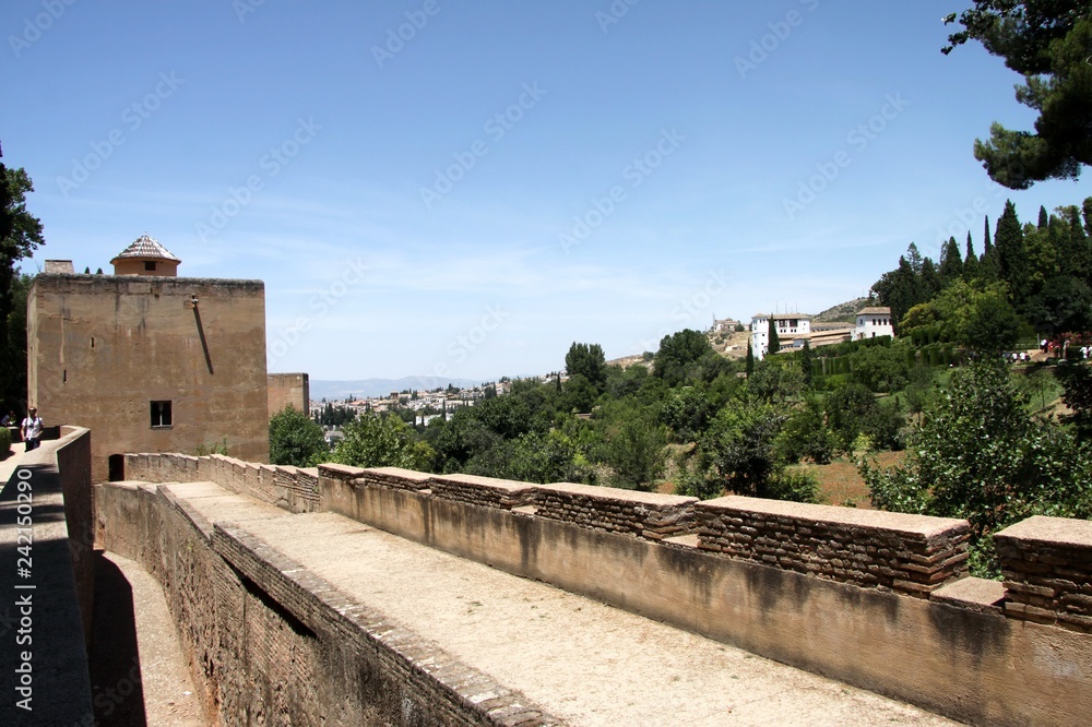 The ancient walls of the Alcazaba fortress in the Alhambra. Granada The ancient walls of the Alcazaba fortress in the Alhambra. Granada