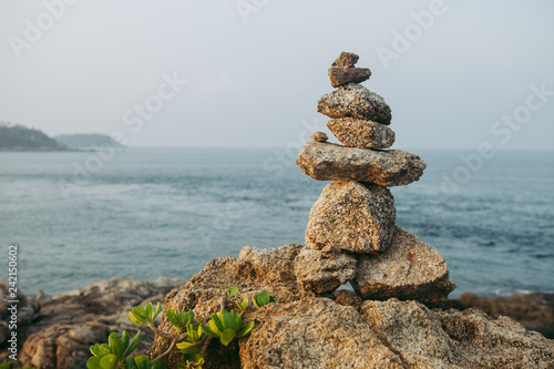 Zen stones on beach