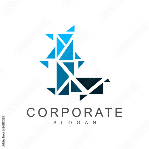crystal letter l logo, mosaic letter l logo