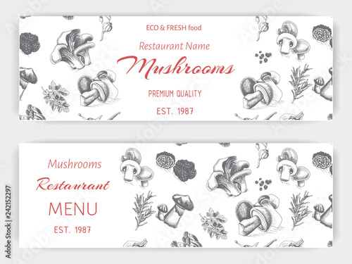 Vector illustration sketch - mushrooms