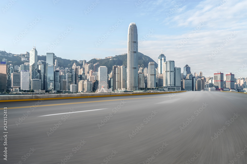 Air highway asphalt road and office building of commercial building in modern city Air highway asphalt road and office building of commercial building in modern city