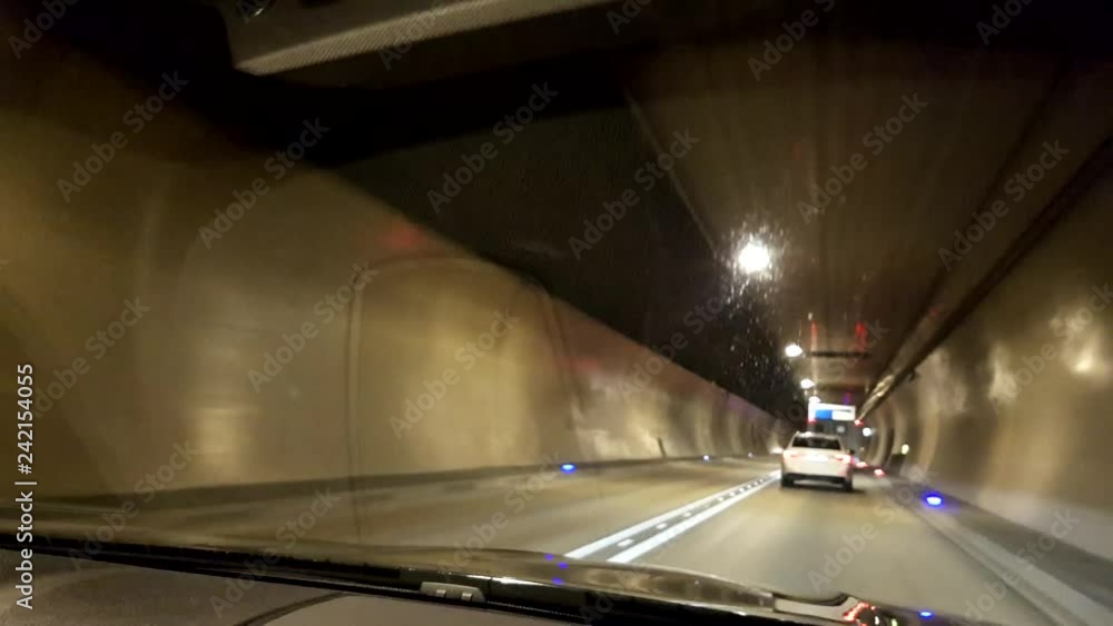 Driving on the autobahn Through the tunnel Driving on the autobahn Through the tunnel