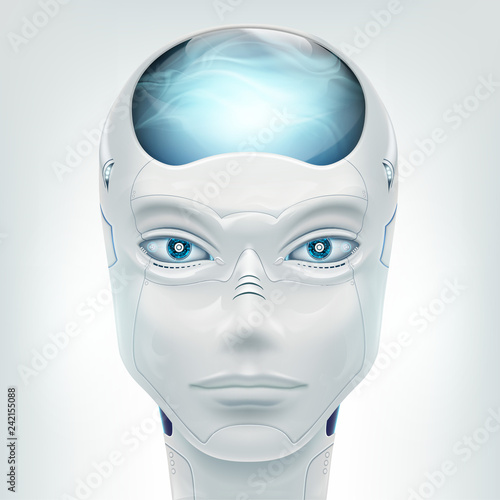 Vector face robot android. Isolated on white background.