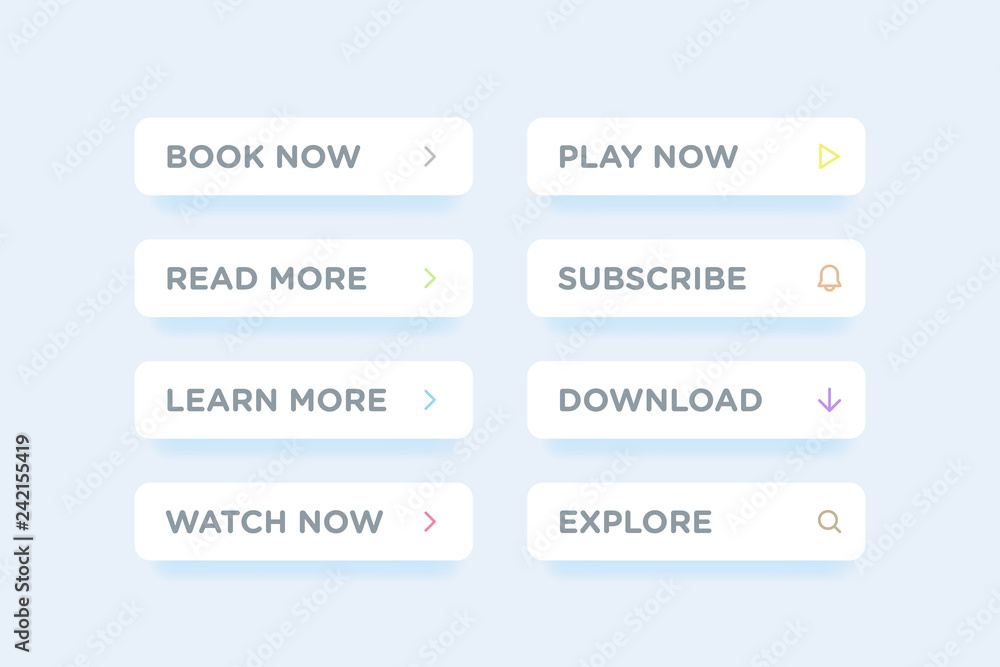 © vectoraja - Set of white clean style buttons vector modern material. Different icons on white forms with shadows © vectoraja - Set of white clean style buttons vector modern material. Different icons on white forms with shadows