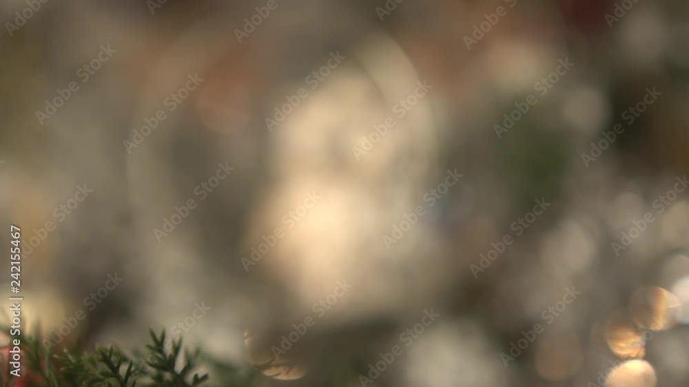 Ceramic owl figure covered with glitter in transparent glass ball, close-up. Christmas tree toy in fir-tree branches with artificial snow and defocused shining garland lights. Warm holiday atmosphere. Ceramic owl figure covered with glitter in transparent glass ball, close-up. Christmas tree toy in fir-tree branches with artificial snow and defocused shining garland lights. Warm holiday atmosphere.