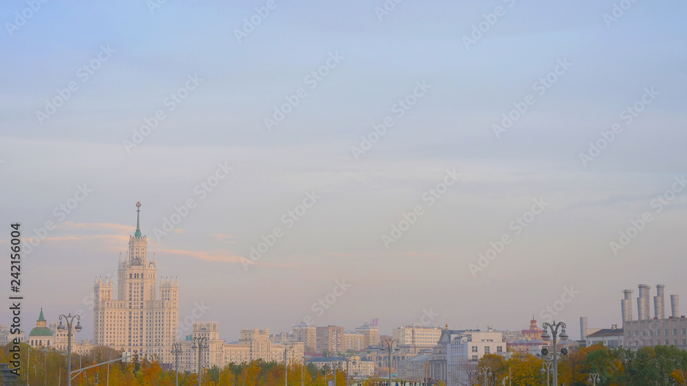 Elegant pastel sky city landscape view in Moscow Russia